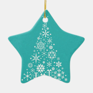 Stylish elegant white and teal Christmas tree Ceramic Tree Decoration