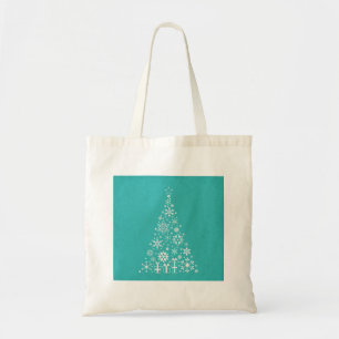 Stylish elegant white and teal Christmas tree Tote Bag