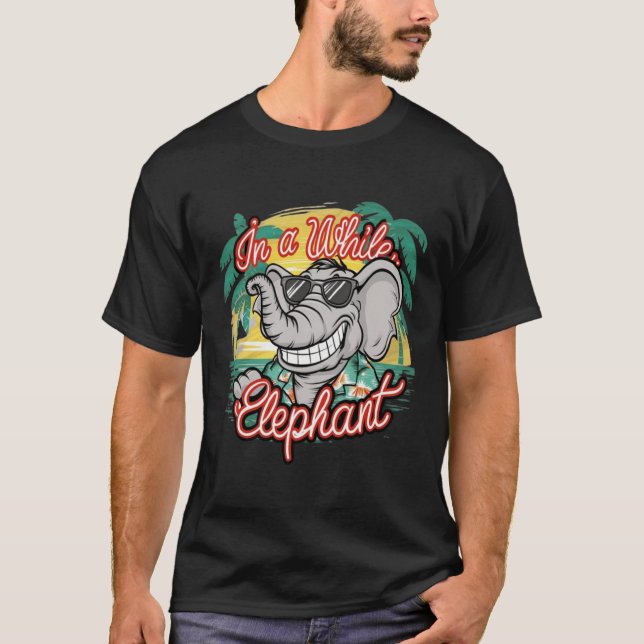 Stylish Elephant and Tropical Vibes T-Shirt (Front)