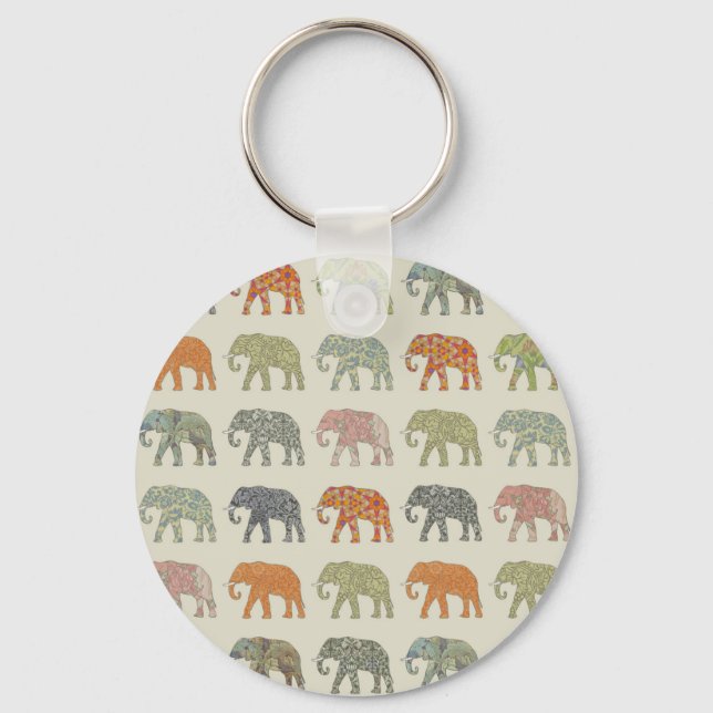 Stylish Elephant Pattern Key Ring (Front)