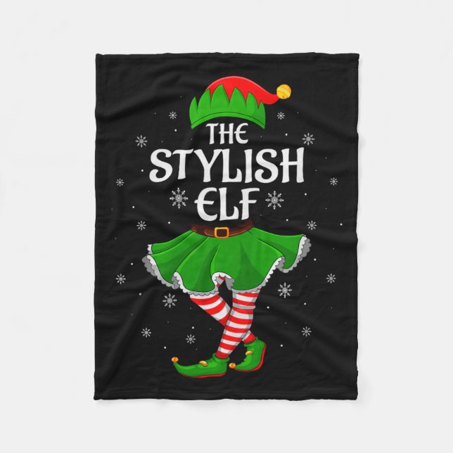 Stylish Elf Christmas Family Girls Women Elf Squad Fleece Blanket (Front)