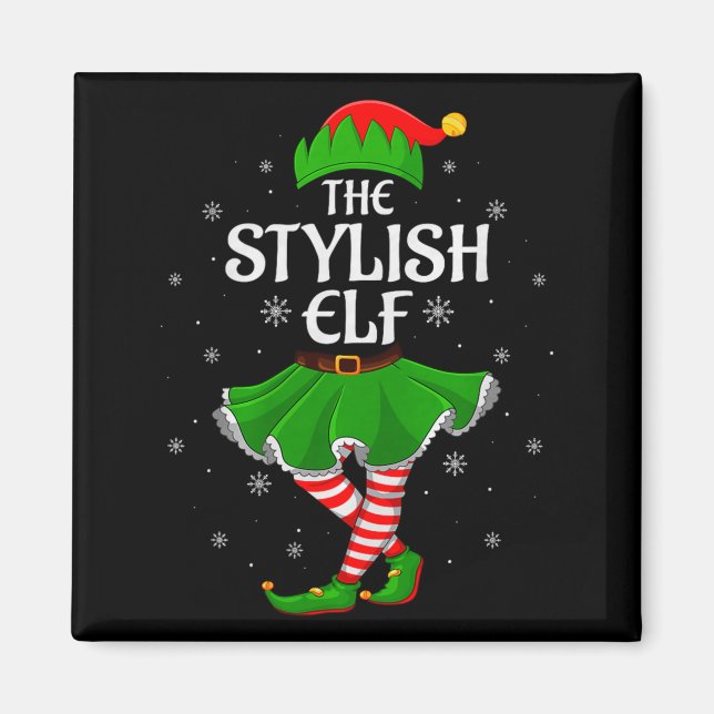 Stylish Elf Christmas Family Girls Women Elf Squad Magnet (Front)