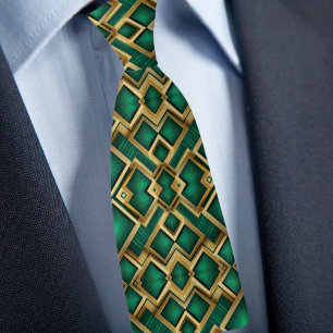 Stylish Emerald and Gold Necktie