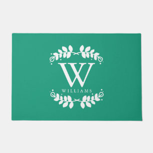 Stylish Emerald Family Monogram Doormat