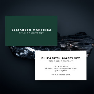 Stylish Emerald Green Front and Back Personalised Business Card