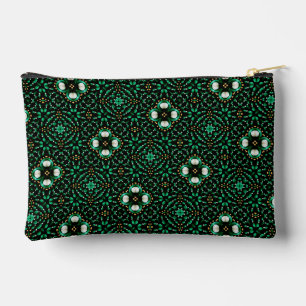 Stylish Emerald & Pearl Abstract Dot Art Pattern Accessory Pouch