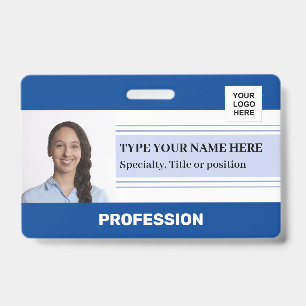 Stylish Employee Photo Logo Barcode Name ID Badge