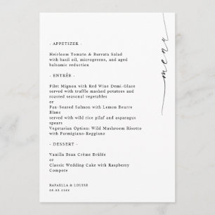 Stylish Engagement Wedding or Bridal Shower Menu Invitation