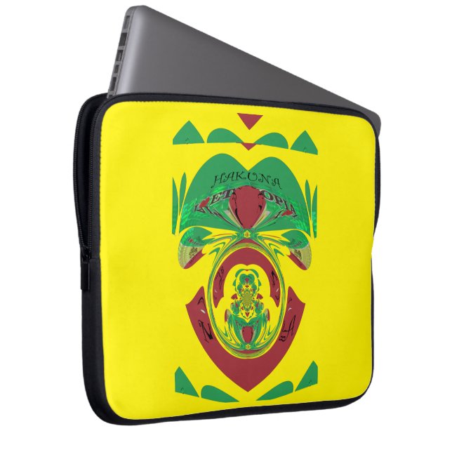 Stylish Ethiopian Red, Golden, Green: Protect Your Laptop Sleeve (Front Right)