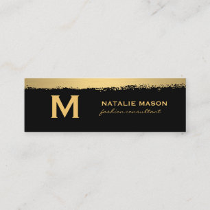 Stylish Executive Black Modern Gold Brushed Mini Business Card