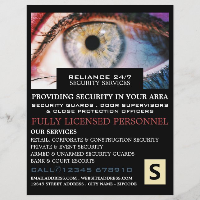 Stylish Eye Image, Security Personnel Advertising Flyer (Front)