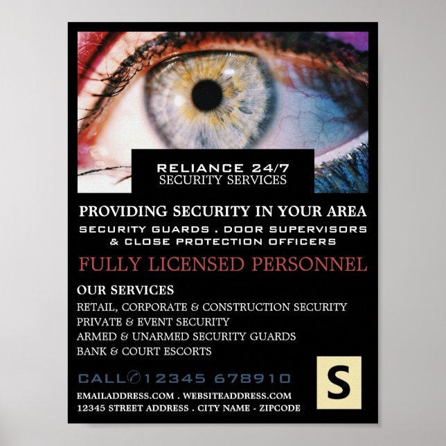 Stylish Eye Image, Security Personnel Advertising Poster (Front)