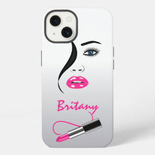 Stylish Face with Pink Lipstick in the Mirror iPhone 13 Case