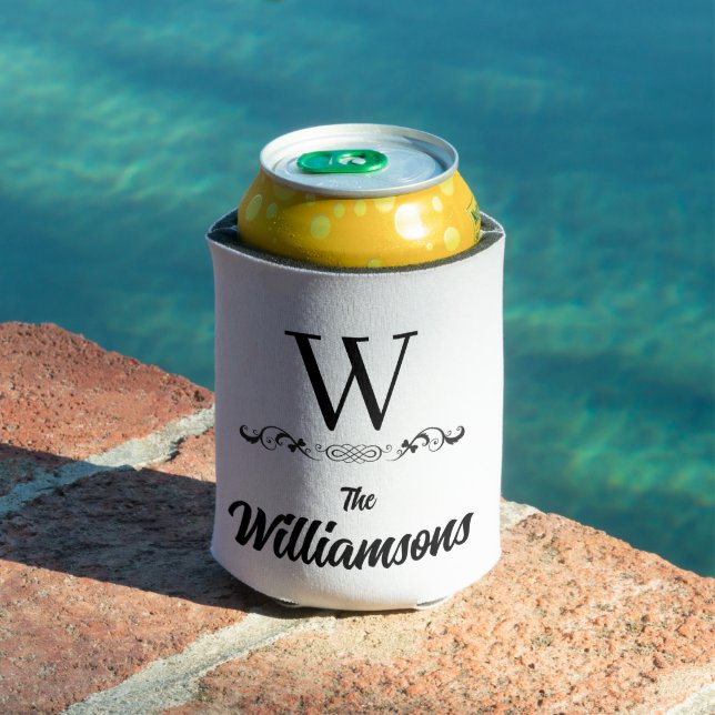 Stylish Family Name Monogram  Can Cooler (In Situ Pool)