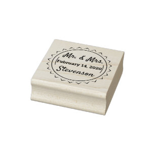 Stylish family names Mr. Mrs. date couple Rubber Stamp