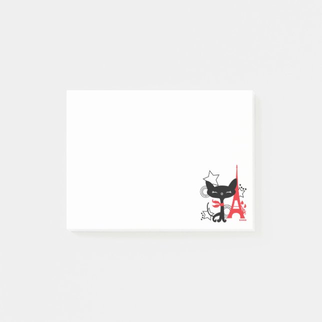 Stylish fashion Cat silhouette in France Post-it Notes (Front)