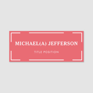 Stylish Fashion Chic Coral Rose Pink: Professional Name Tag