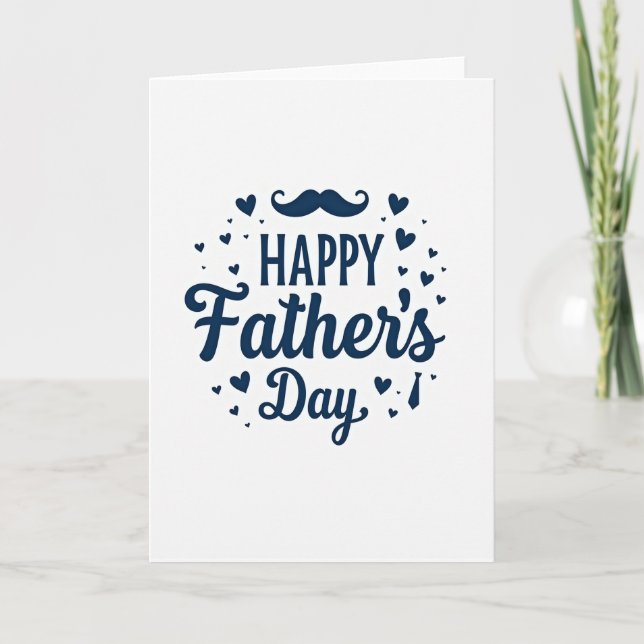 Stylish Fathers Day Moustache Card (Front)