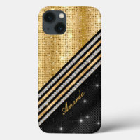 Stylish faux Crystal Gold And black Personalised C