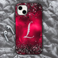 Stylish faux Crystal rhinestone letter L red black