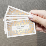 Stylish Faux Gold Foil Cosmetologist Salon and Spa Business Card<br><div class="desc">Modern and memorable - faux gold leaf pattern on soft grey background and white border. Please note that the gold spots are not a actual foil surface.  An ideal card for anyone on the fashion and beauty industry. Matching rack cards. Original design by Maura Reed.</div>