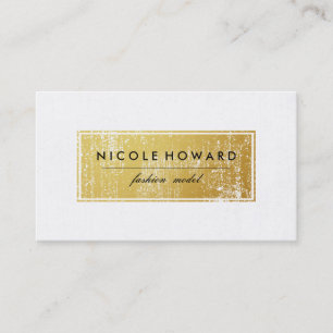 Stylish Faux Gold Grunge Frame White Background Business Card
