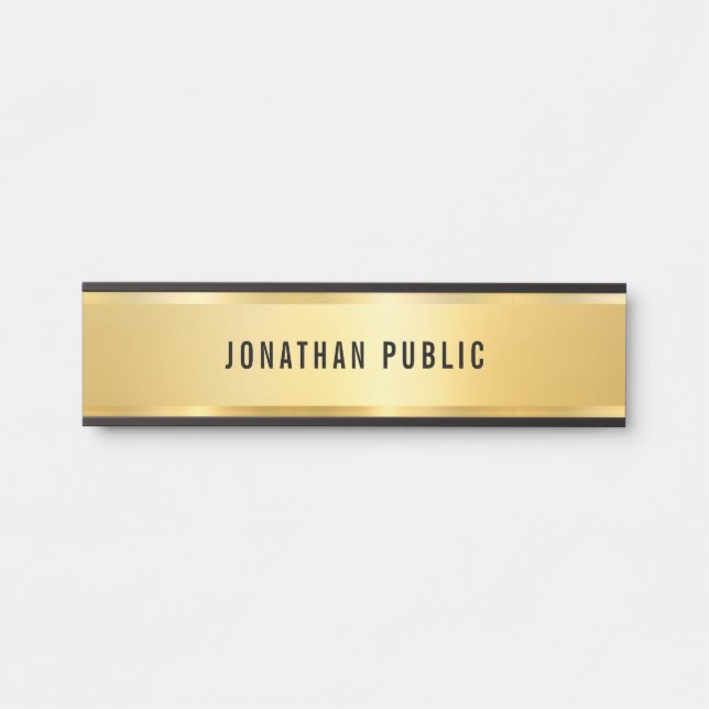 Stylish Faux Gold Modern Simple Glamour Template Door Sign (Front)