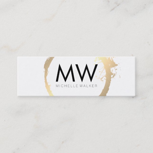 Stylish Faux Gold Ring with Chic Monogram Mini Business Card (Front)