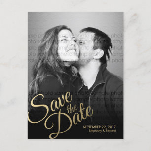 Stylish Faux Gold Save the Date Photo Postcard