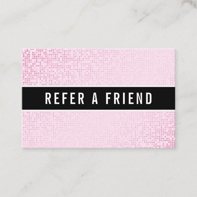 Stylish Faux Pink Sequin Salon Referral Customer Business Card (Front)