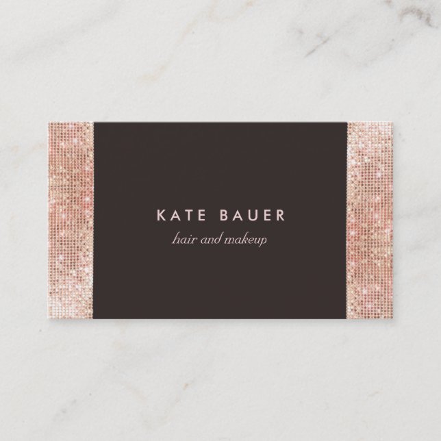 Stylish FAUX Rose Gold Sequin Beauty and Beauty Business Card (Front)