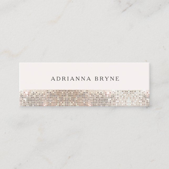 Stylish Faux Sequin Fashion and Beauty Stylist 2 Mini Business Card (Front)