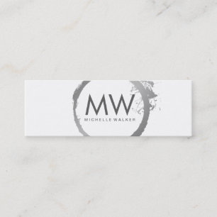 Stylish Faux Silver Ring with Chic Monogram Mini Business Card