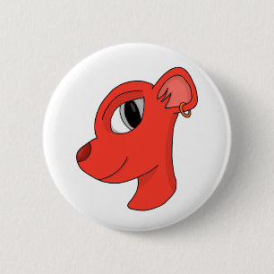 Stylish feline wearing earring 6 cm round badge