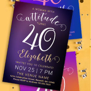 Stylish Feminine Royal Purple Forty Bold Script Holiday Card