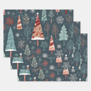 Stylish festive trees Wrapping Paper