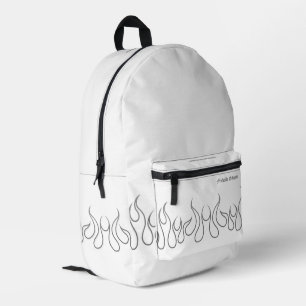 Stylish Fire Flame White Dark Grey Elegant Printed Backpack