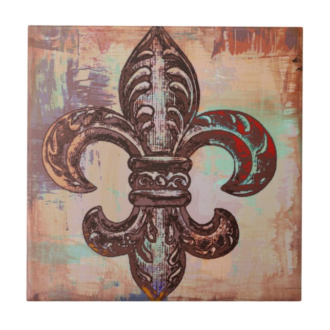 Stylish Fleur De Lis Design Tile (Front)
