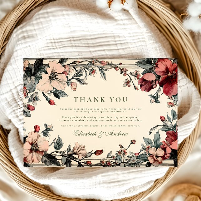 Stylish Floral Art Nouveau Wedding Thank You Card (Creator Uploaded)