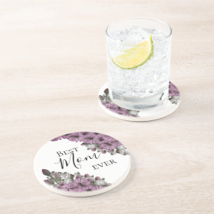 Stylish Floral Best Mum Ever Coaster