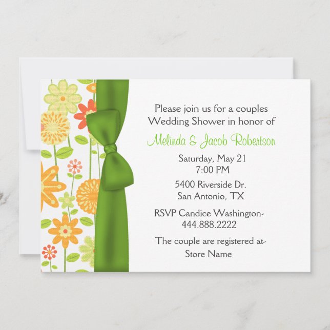 Stylish Floral Couples Wedding Shower Invitation (Front)