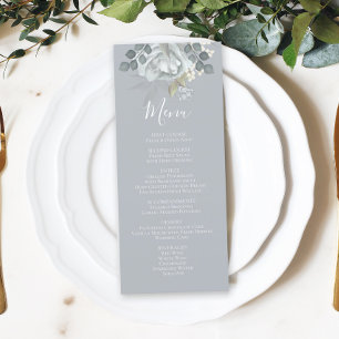 Stylish Floral Dusty Blue Elegant Simple Menu