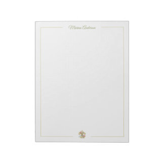 Stylish floral Fleur de Lys Personalised Name Notepad