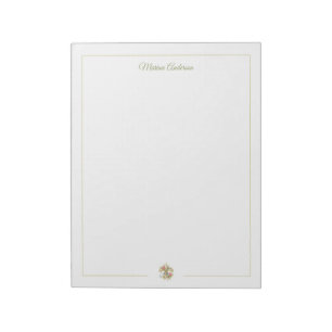 Stylish floral Fleur de Lys Personalised Name Notepad