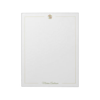 Stylish floral Fleur de Lys Personalised Name Notepad