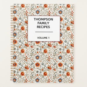 Stylish Floral Neutrals Personalised Recipe  Planner