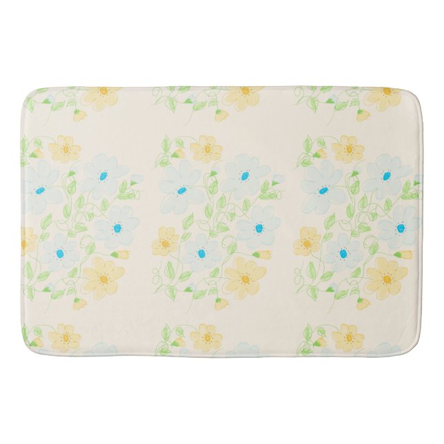 Stylish floral pattern bath mat (Front)