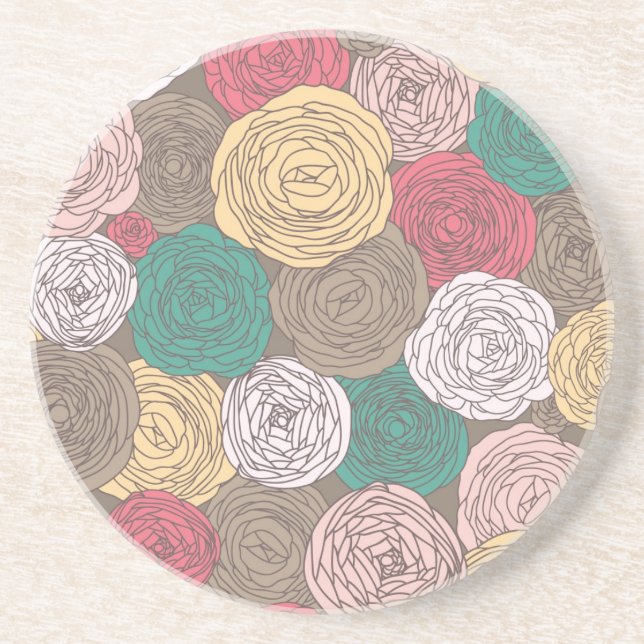 Stylish floral pattern. Bright floral Coaster (Front)
