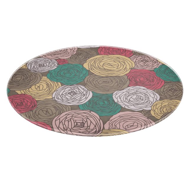 Stylish floral pattern. Bright floral Cutting Board (Corner)