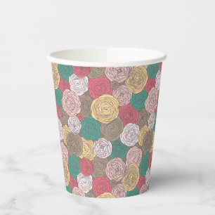 Stylish floral pattern. Bright floral Paper Cups
